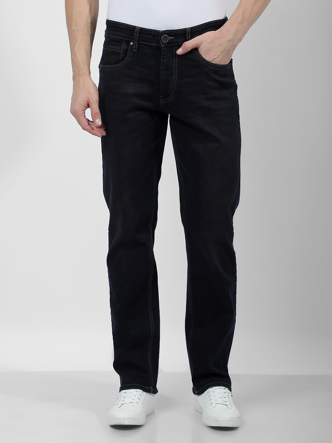 Numero Uno Men Faded Dark Blue Jeans
